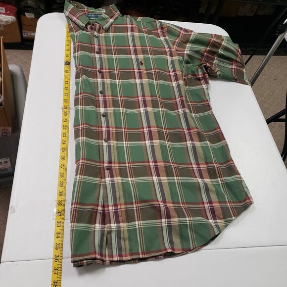Ralph Lauren Mens Plaid Button Up Shirt Size 2XL Tall Green Country Equestrian - Picture 6 of 8